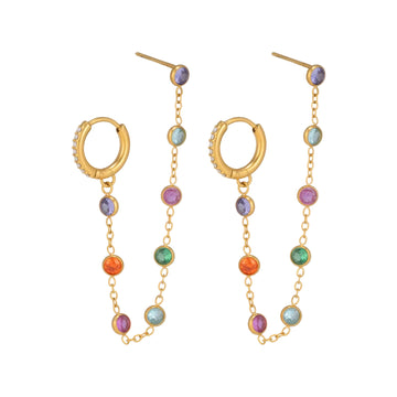 Nova Rainbow Gold Huggie Earring Studs