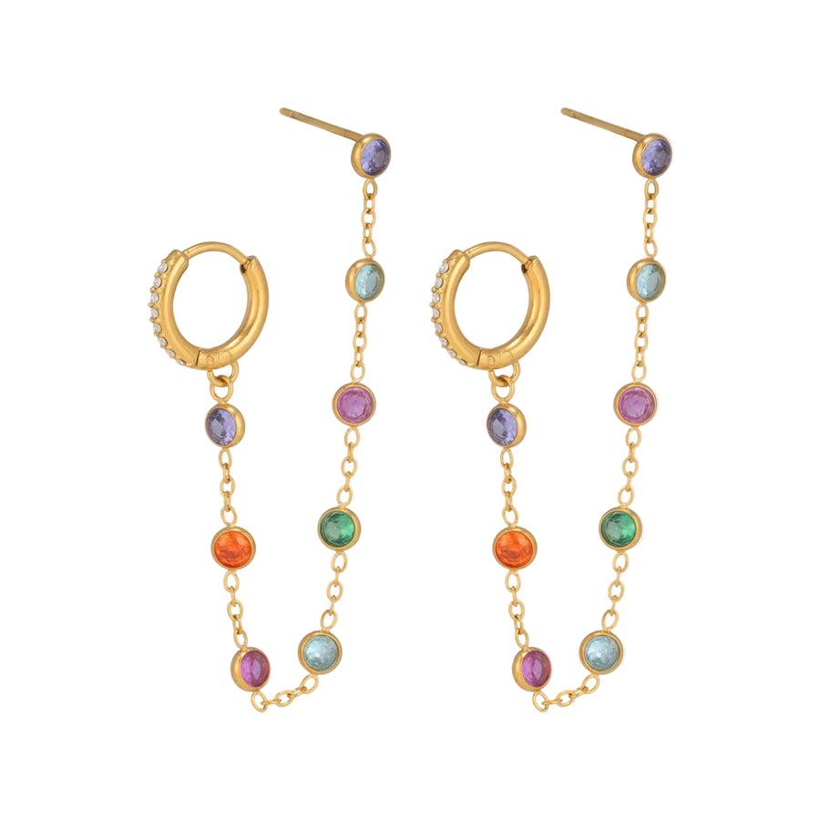 Nova Rainbow Gold Huggie Earring Studs