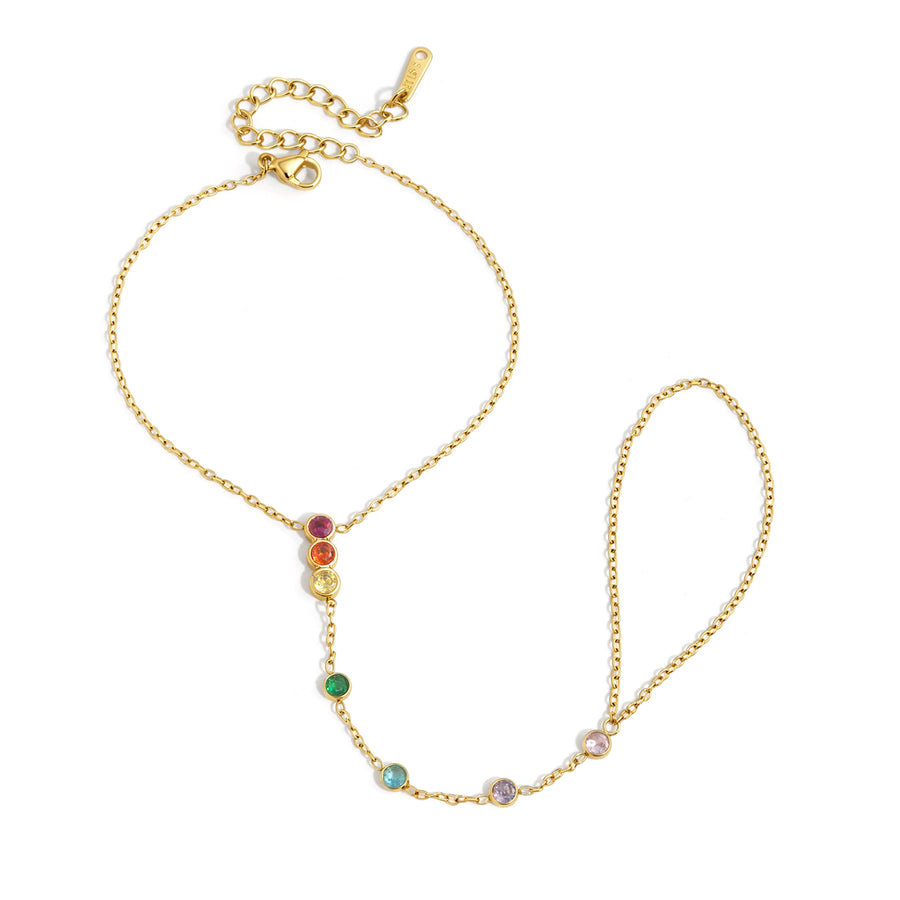 Lola Rainbow Gold Hand Chain