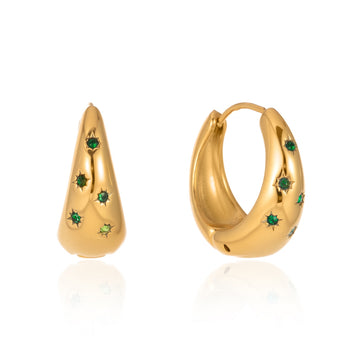 Lyra Green Hoop Earrings