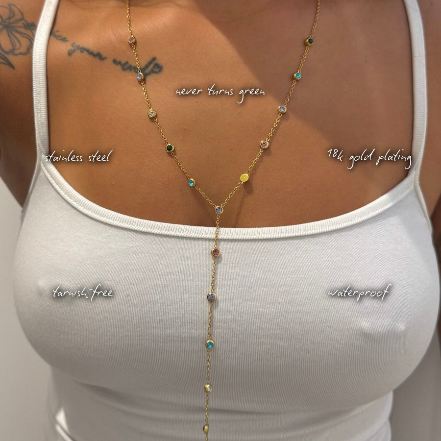 Alora Dangling Gemstone Necklace — features
