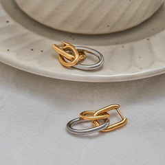 Aris Mixed Metal Linked Hoop Earrings - ILLUSIVE JEWELS USA