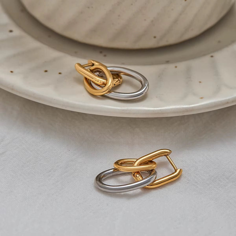 Aris Mixed Metal Linked Hoop Earrings - ILLUSIVE JEWELS USA