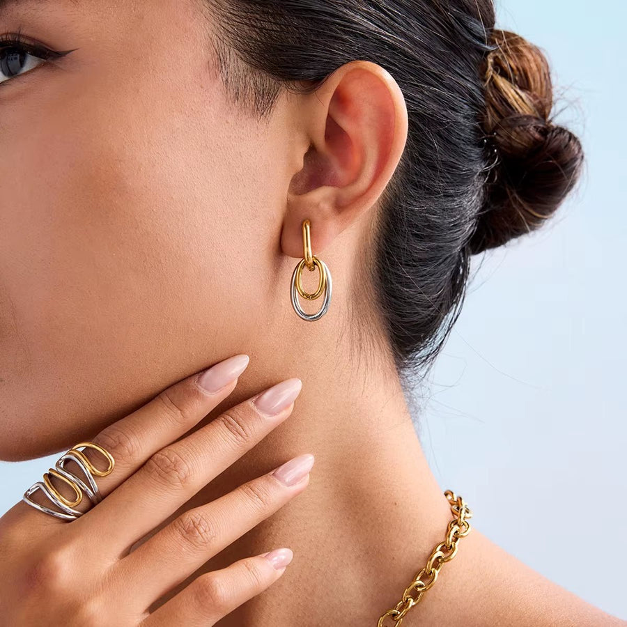 Aris Mixed Metal Linked Hoop Earrings