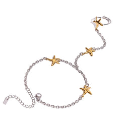 Astra Mixed Metal Hand Chain on white background