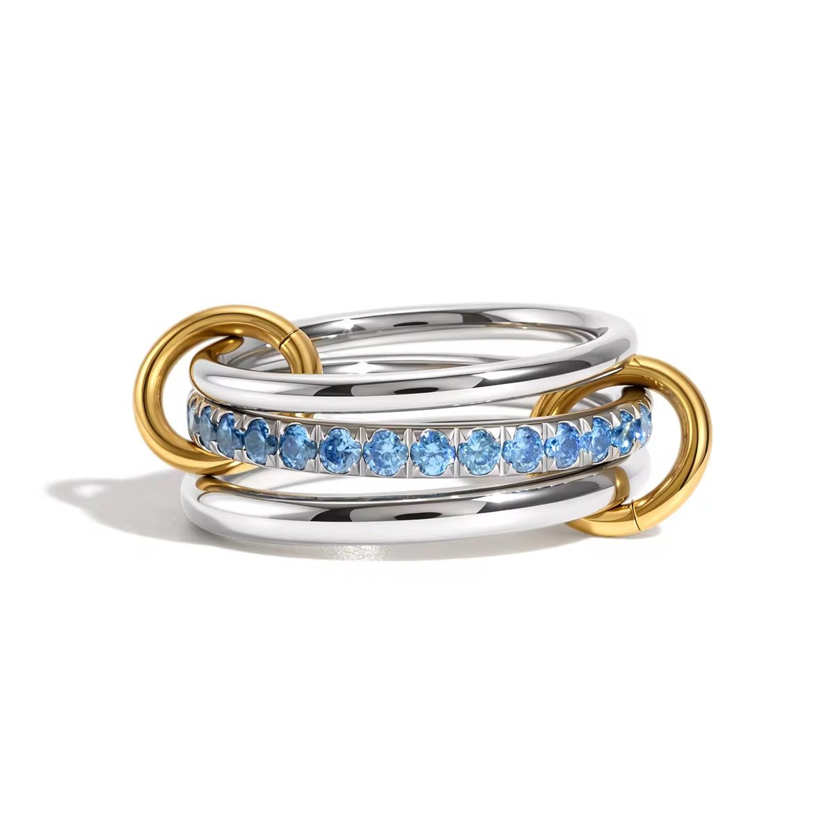 Blue Mixed Metal Stack It Ring - ILLUSIVE JEWELS