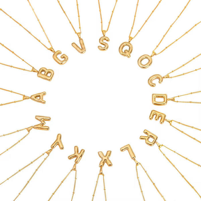 Bubble Letter Initial Necklace