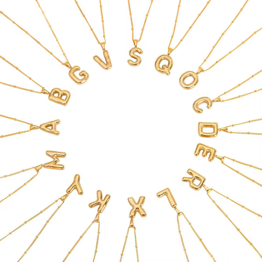 Bubble Letter Initial Necklace