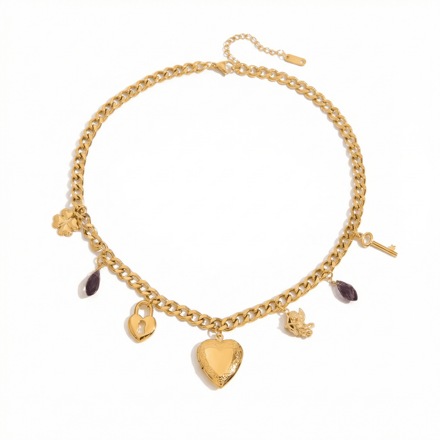Charms & Heart Necklace