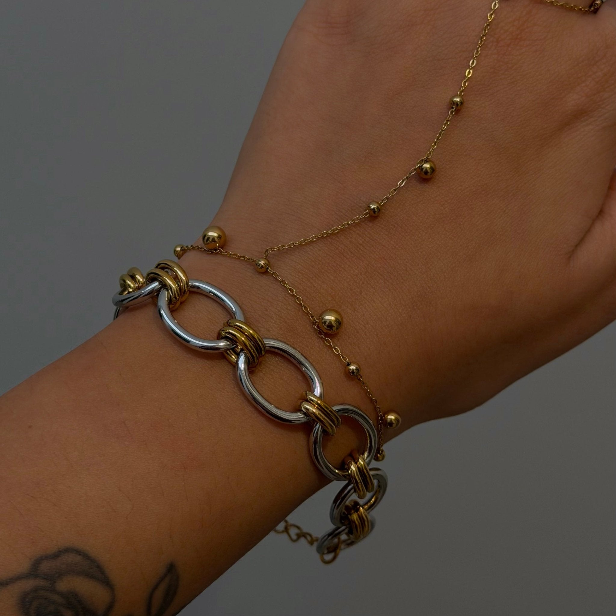 Chunky Chain Mixed Metal Bracelet - ILLUSIVE JEWELS