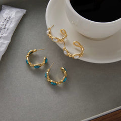 Clea Gold Hoop Earrings - ILLUSIVE JEWELS USA
