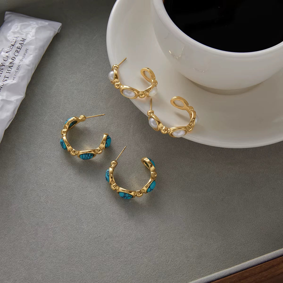 Clea Gold Hoop Earrings - ILLUSIVE JEWELS USA