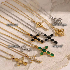 Clea Silver Cross Necklace — features