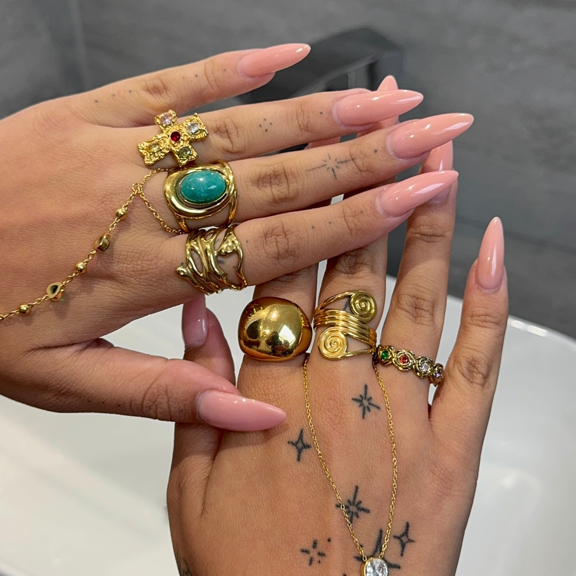 Colourful Cross Ring - ILLUSIVE JEWELS