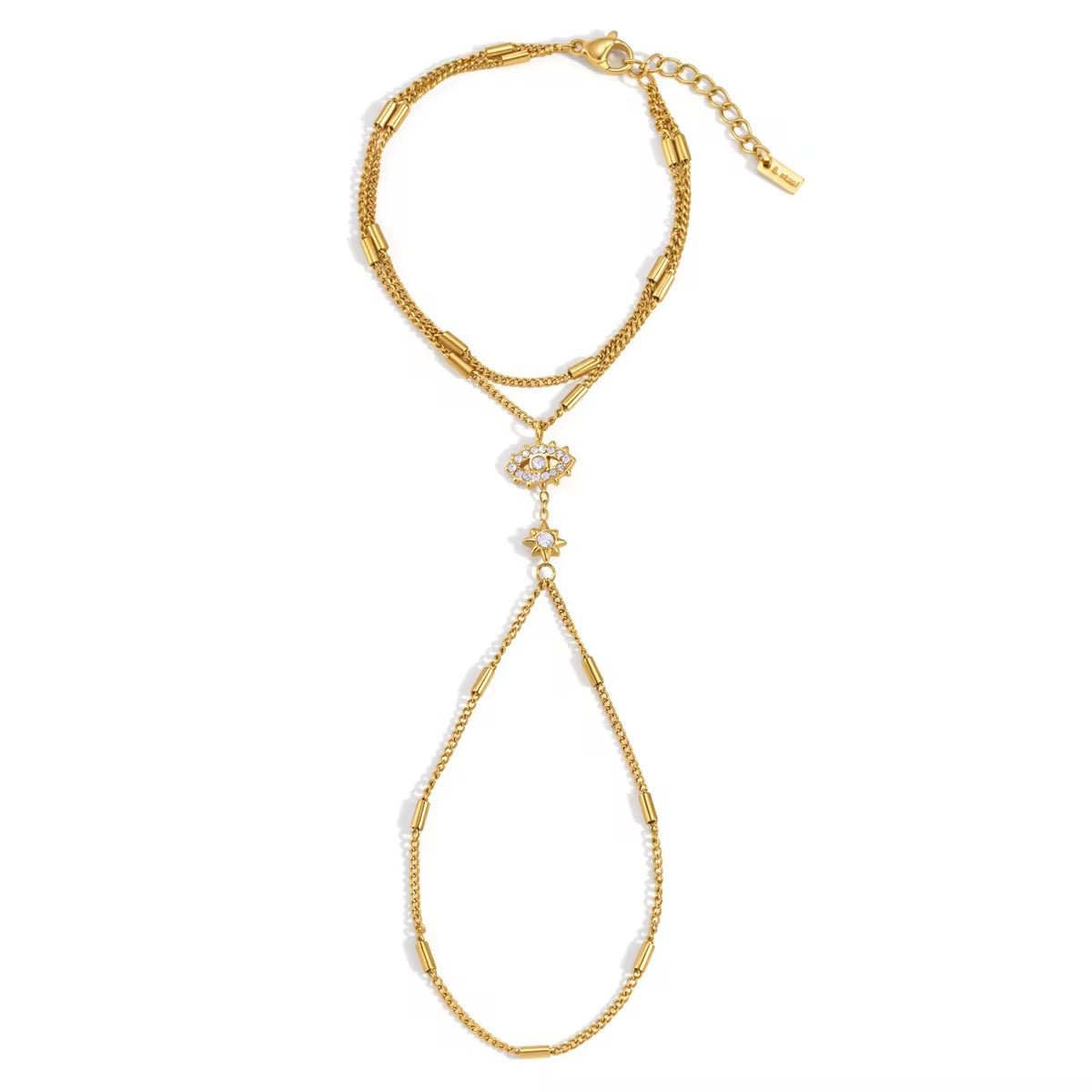 Evil Eye Gold Hand Chain - ILLUSIVE JEWELS