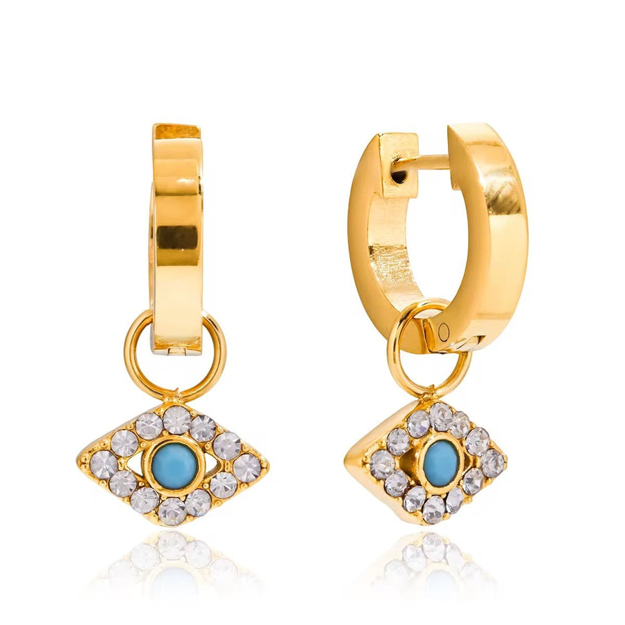 Evil Eye Huggie Earrings