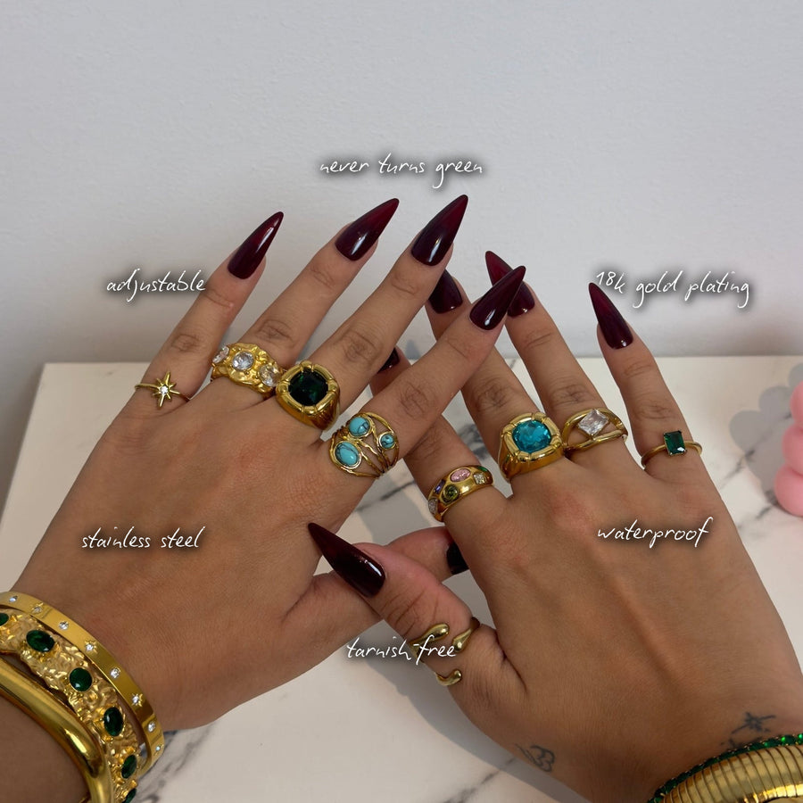 Geometric Blue Tiger Eye Ring — features