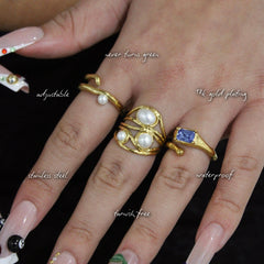 Geometric Pearl Ring — features