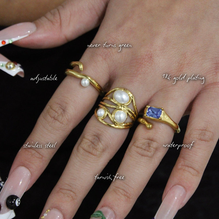 Geometric Pearl Ring — features