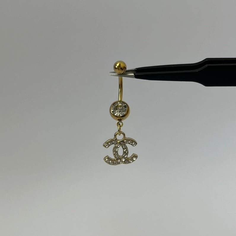 Gold C Belly Bar - ILLUSIVE JEWELS
