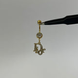 Gold D Belly Bar - ILLUSIVE JEWELS