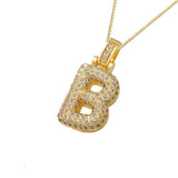 Gold Icy Bubble Letter Initial Necklace - ILLUSIVE JEWELS