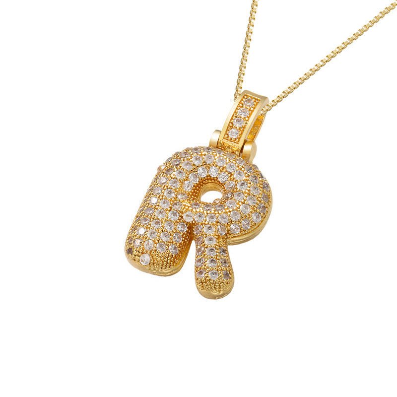 Gold Icy Bubble Letter Initial Necklace - ILLUSIVE JEWELS