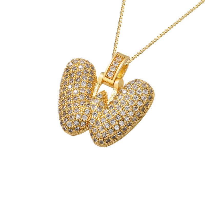 Gold Icy Bubble Letter Initial Necklace - ILLUSIVE JEWELS