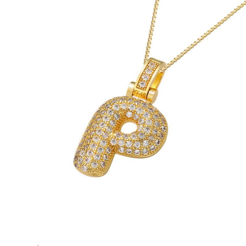 Gold Icy Bubble Letter Initial Necklace - ILLUSIVE JEWELS