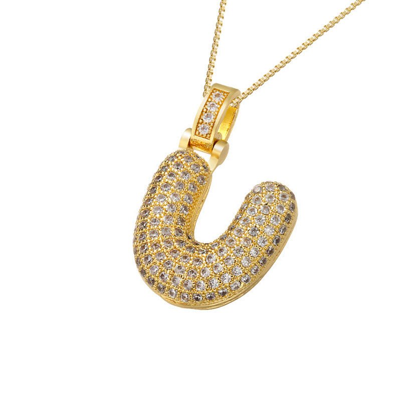 Gold Icy Bubble Letter Initial Necklace - ILLUSIVE JEWELS