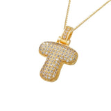 Gold Icy Bubble Letter Initial Necklace - ILLUSIVE JEWELS