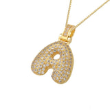 Gold Icy Bubble Letter Initial Necklace - ILLUSIVE JEWELS