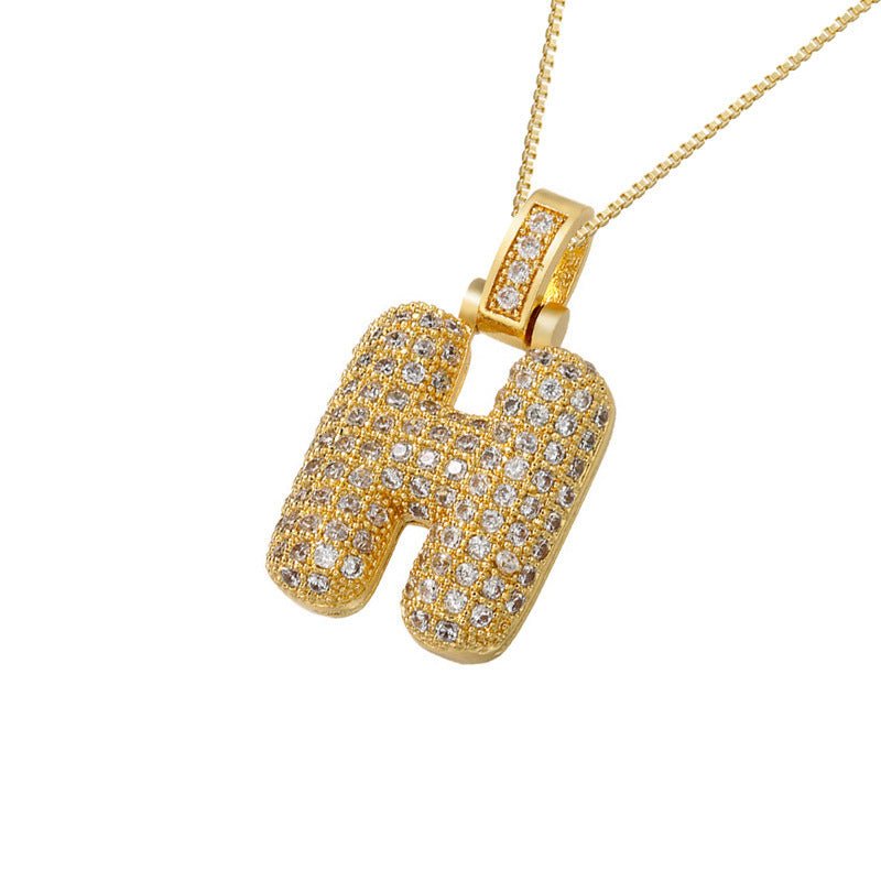Gold Icy Bubble Letter Initial Necklace - ILLUSIVE JEWELS