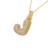 Gold Icy Bubble Letter Initial Necklace - ILLUSIVE JEWELS