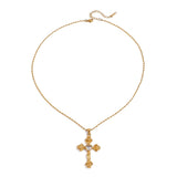 Gold Rose Cross Necklace - ILLUSIVE JEWELS