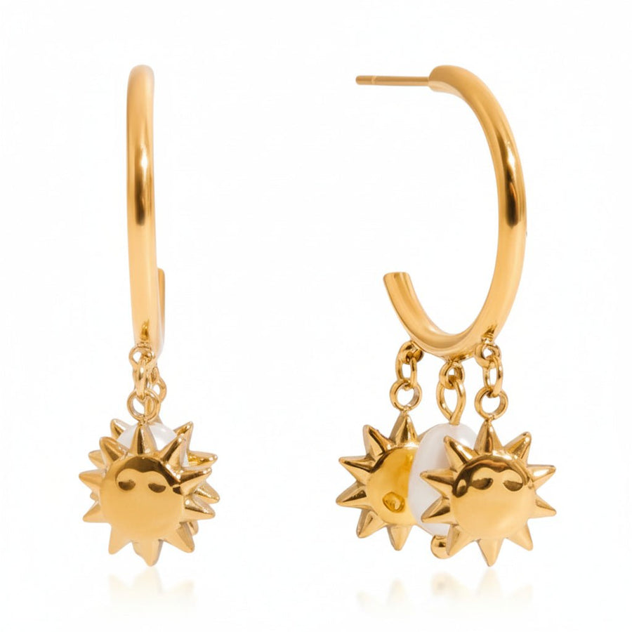 Gold Skye Celestial Charm Hoops