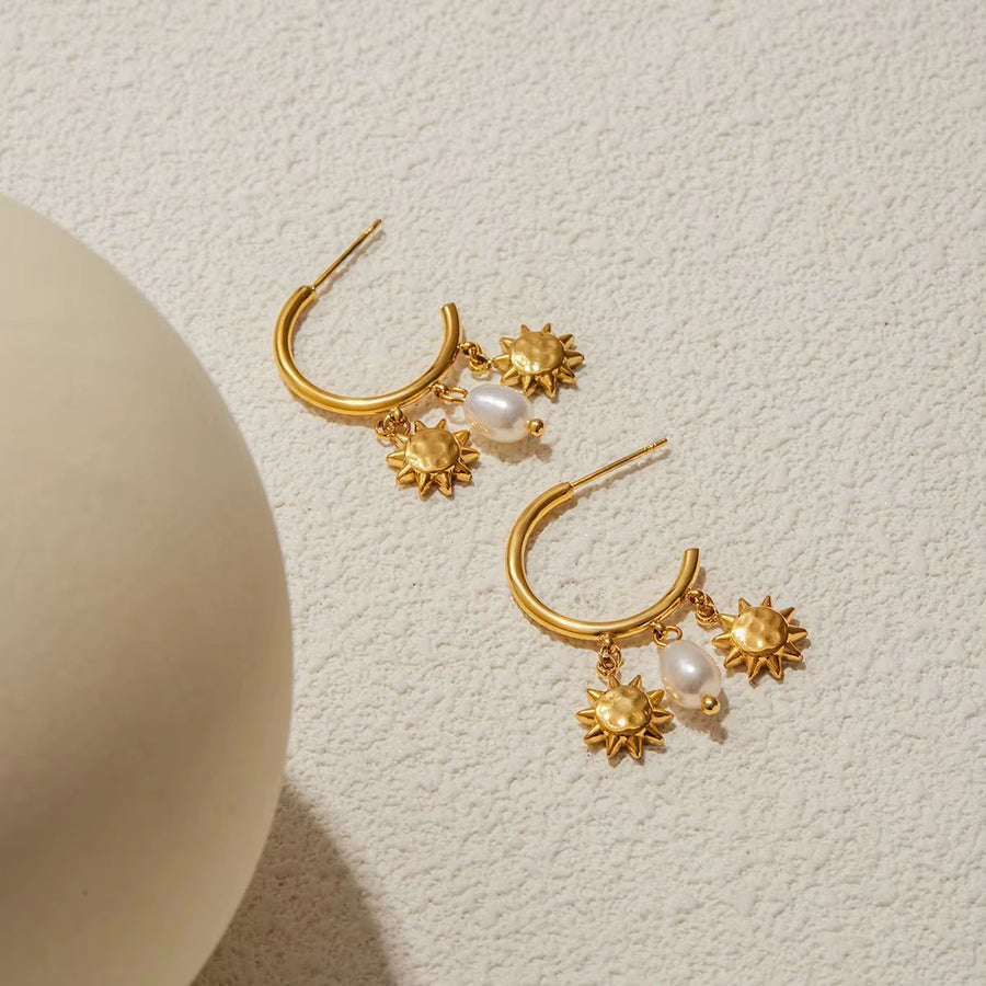 Gold Skye Celestial Charm Hoops