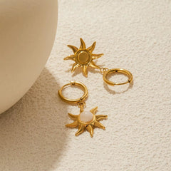 Gold Sun Huggie Hoops - ILLUSIVE JEWELS USA