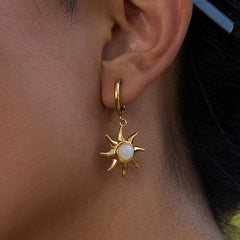 Gold Sun Huggie Hoops - ILLUSIVE JEWELS USA