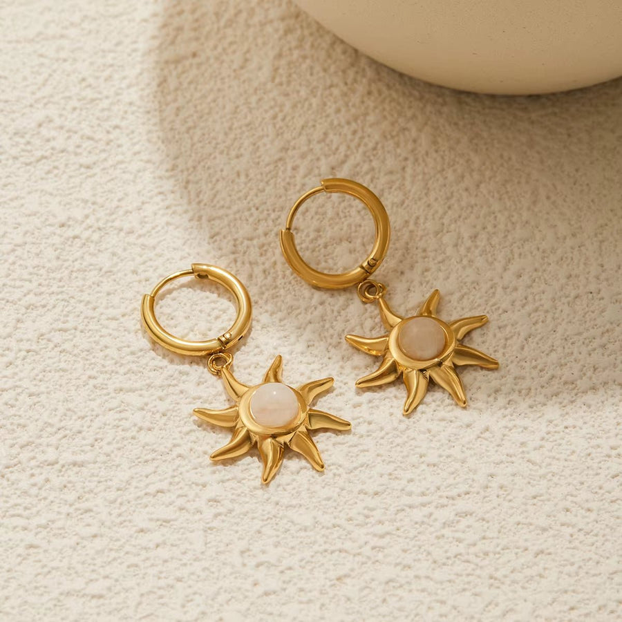 Gold Sun Huggie Hoops - ILLUSIVE JEWELS USA