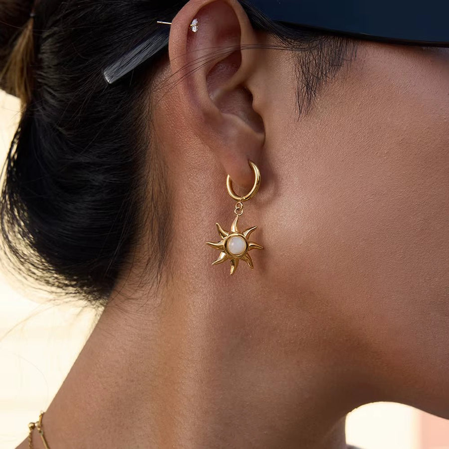 Gold Sun Huggie Hoops