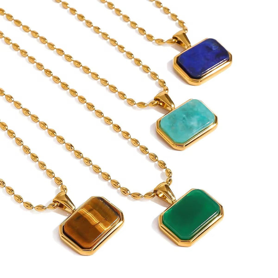Gold Tiger Eye Pendant Necklace