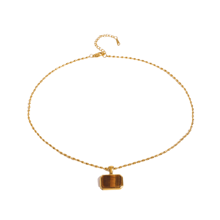 Gold Tiger Eye Pendant Necklace