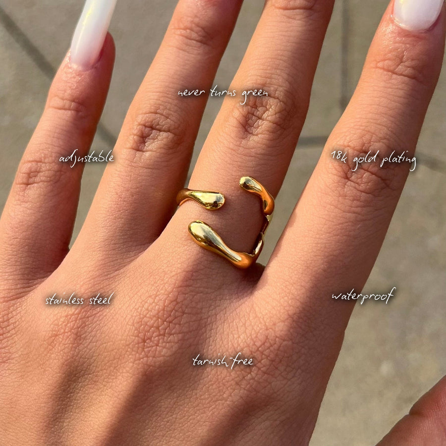 Gold Geometric Ring — features