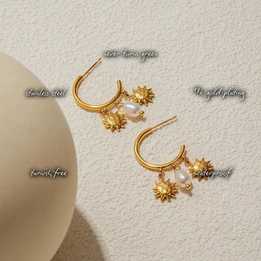 Gold Skye Celestial Charm Hoops — features