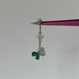 Green Diamanté Butterfly Belly Bar