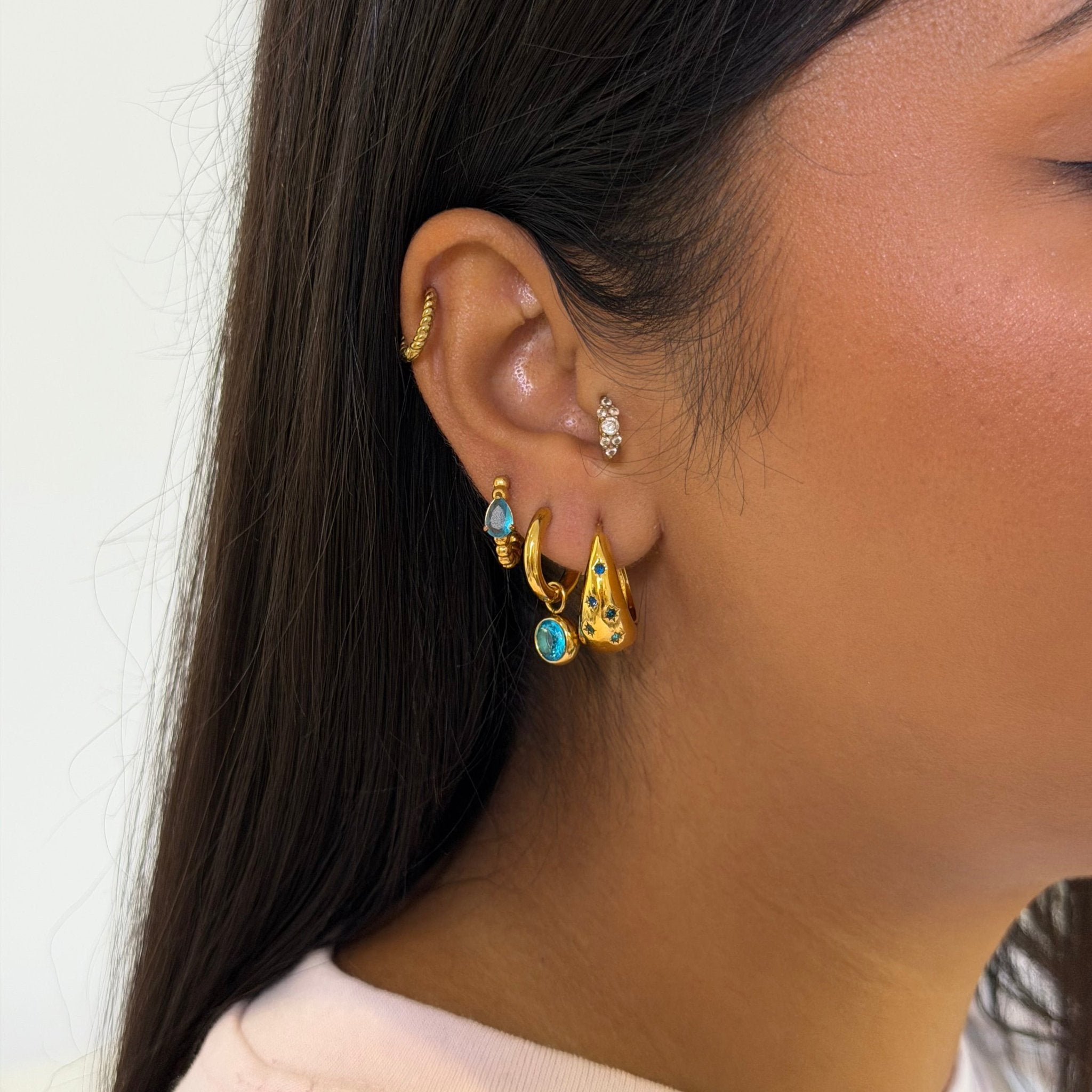 Lola Blue Huggie Earrings - ILLUSIVE JEWELS