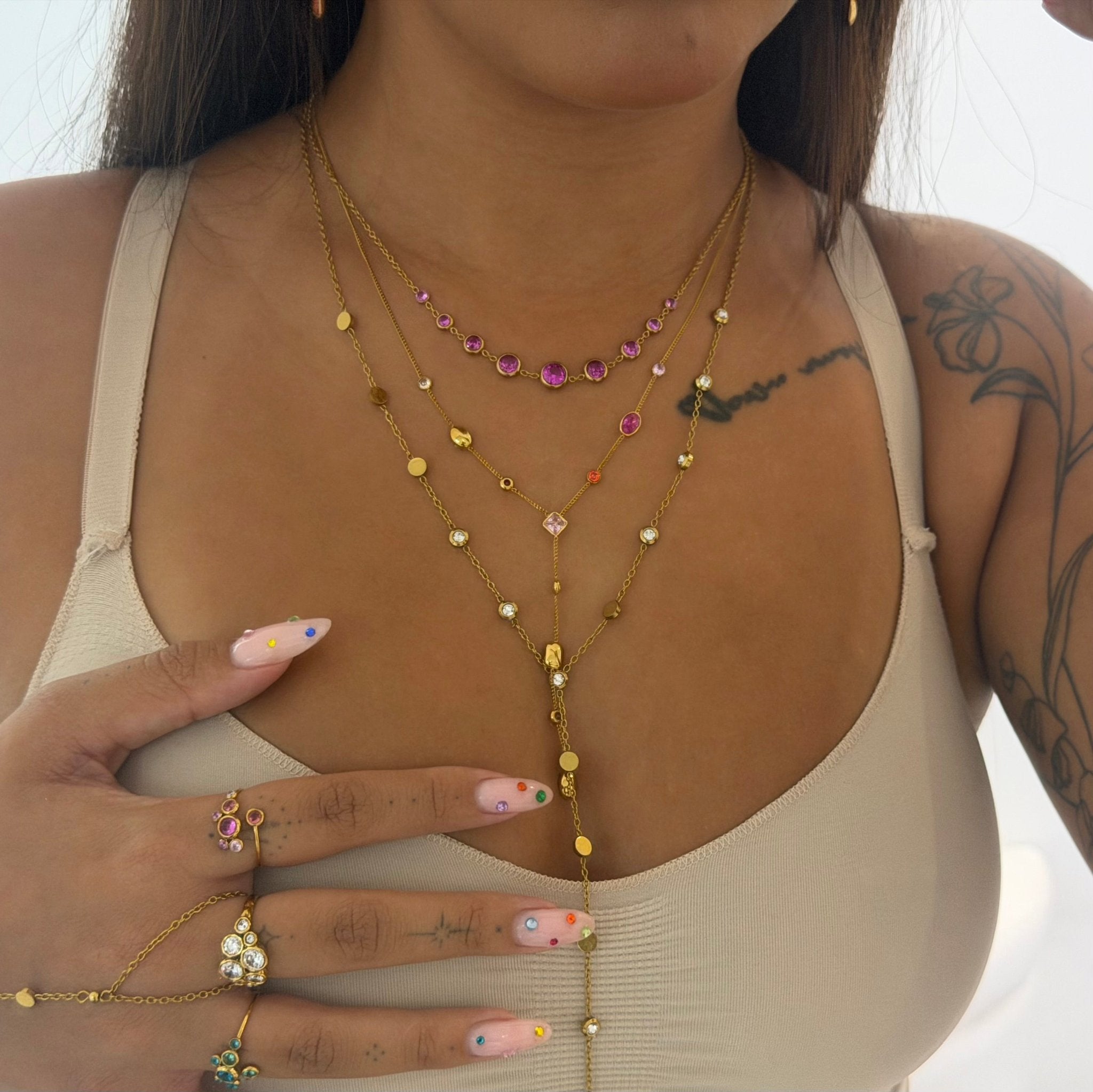 Lola Pink Gemstone Necklace - ILLUSIVE JEWELS
