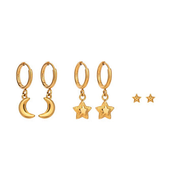 Lunar Huggie Earrings Set