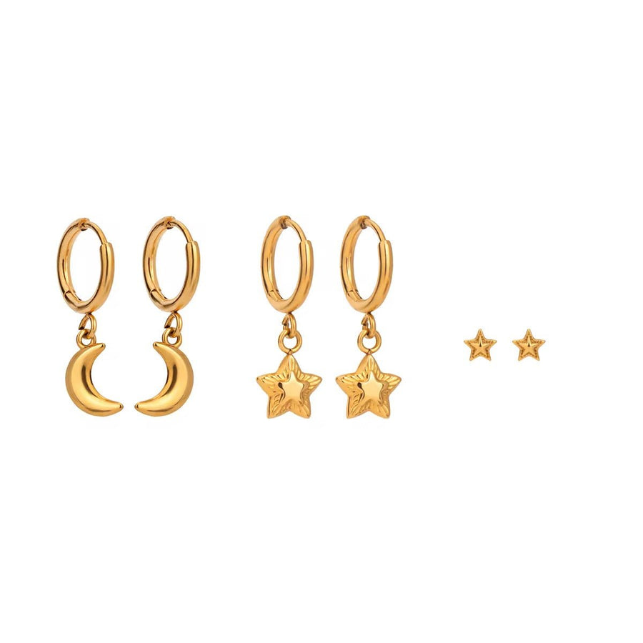Lunar Huggie Earrings Set